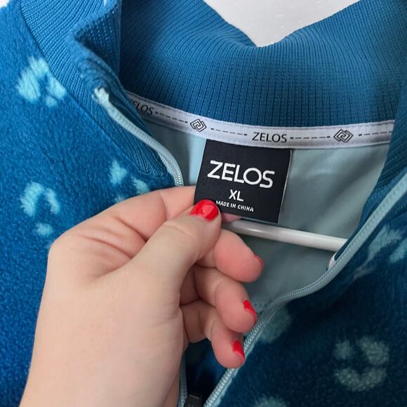 ZELOS Women's Blue Baggy Fleece Leopard Print Half Zip Pullover Jacket Size XL - Picture 7 of 7